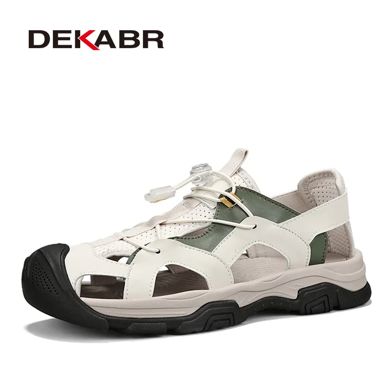 

DEKABR Summer Men Outdoor Trekking Sandals Stylish Adjustable Strap Comfortable Cushioned Fit Breathable Lightweight Footwear
