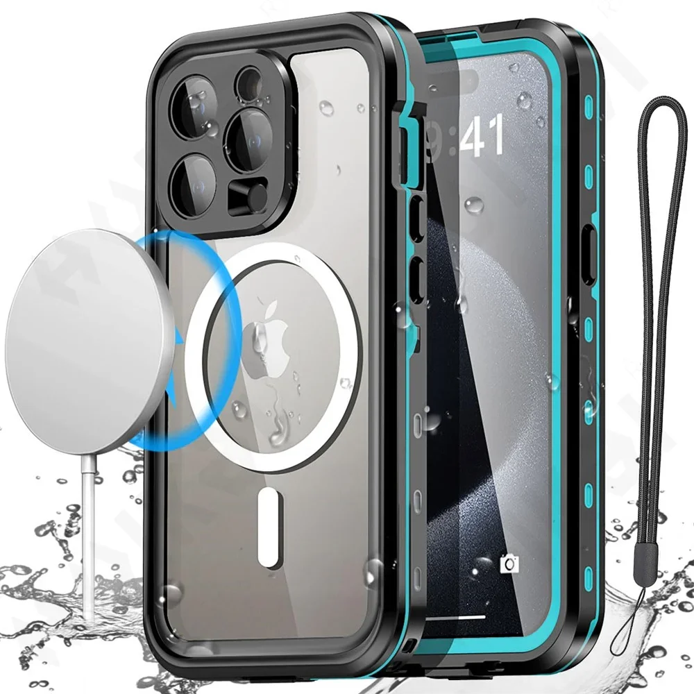 IP68 Waterproof Magnetic Case For iPhone 15 14 Pro Max Pro iPhone 13 Pro Max Protector Full Body Protective Dustproof Phone Case