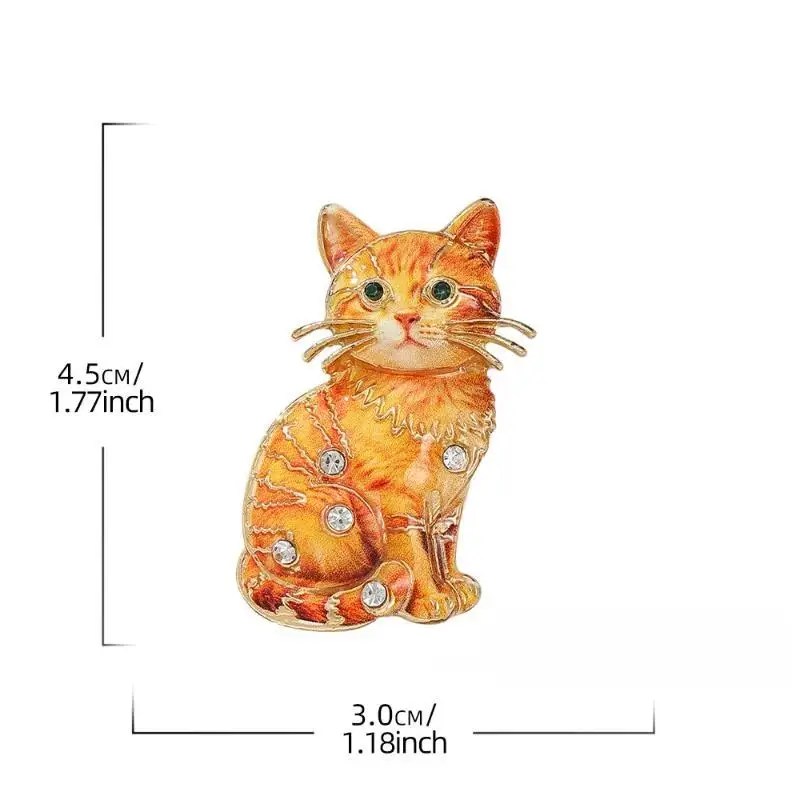 Cute Rhinestone Cat Brooch Adorable Sitting Kitten Animal Pin 1Pcs Fashion Jewelry for Clothing Bag Daily Wear Gift