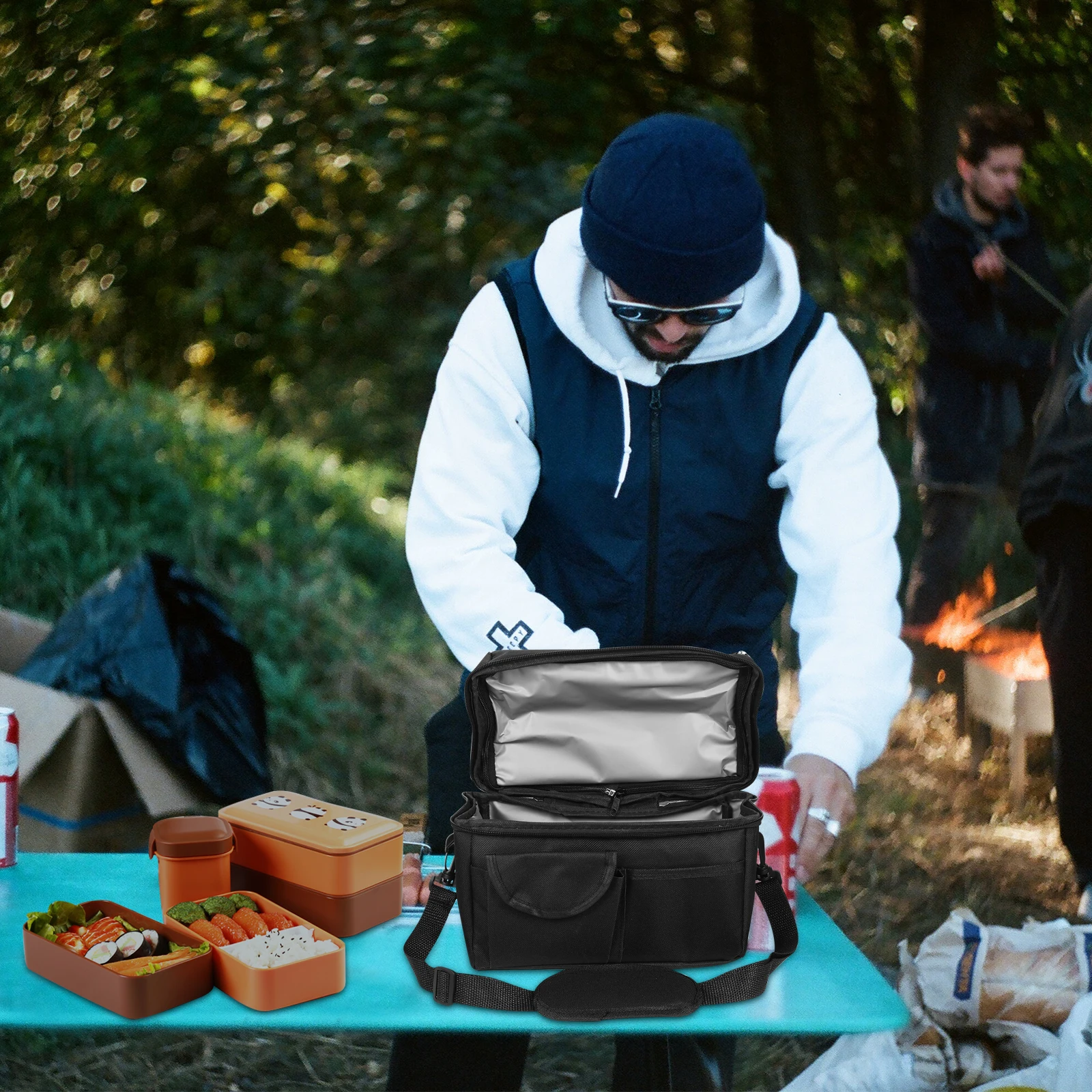 

Insulated Bag Large Capacity Oxford Cloth Waterproof Portable Picnic Outdoor Bento Kitchen Office Food Storage Wear Resistant