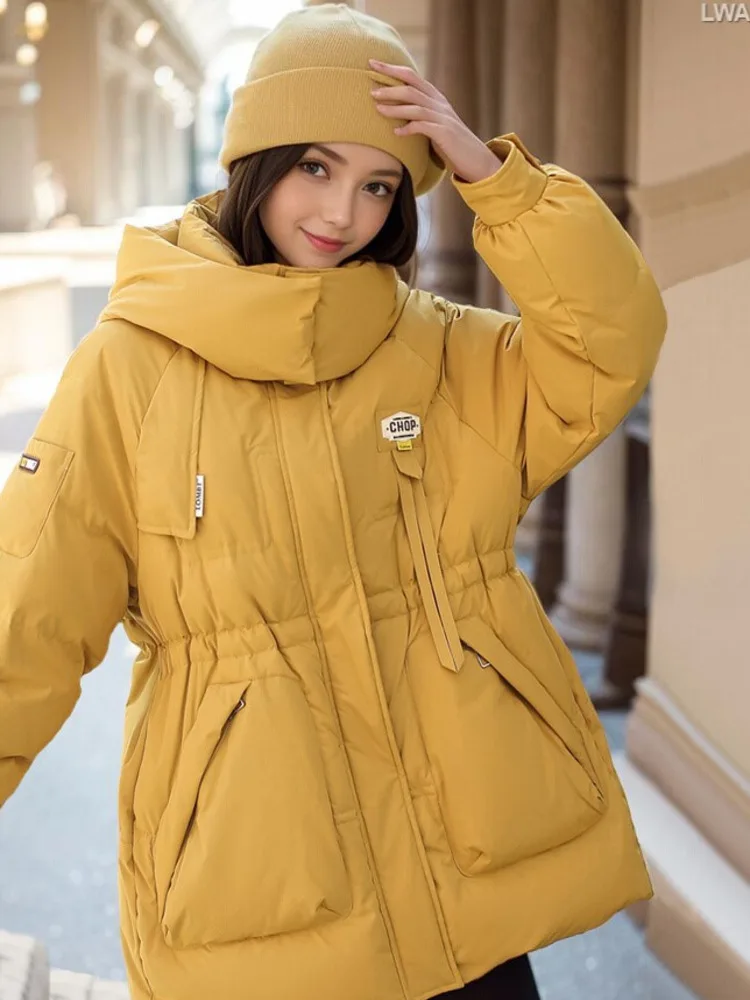 

TXii Fashion Plus size down jacket women 2023 new thick hooded loose long waist warm fat mmcoat XL-5XL