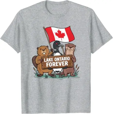 Lake Ontario Forever Otter Animals Flag Lustiges Anti-Lake-America T-Shirt Y2k Pro Lake Ontario Beaver Grafik-T-Shirt für Männer Jungen – Detail 5