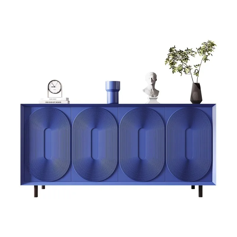 

Nordic style solid wood dining side cabinet, high value relief, meal preparation tea cabinet