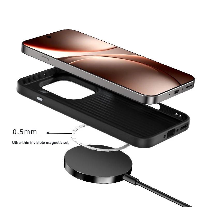 حافظة هاتف بنمط ألياف الكربون لهاتف OPPO Find X9 Pro FindX8 Ultra X8s Plus غطاء شحن لاسلكي مغناطيسي غير مرئي #2