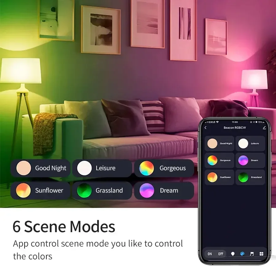 E27 Tuya Smart Bulb 9/15/18W APP Multi-mode Control RGB Color Bulb Bedroom Living Room Group Control Whole House Lighting