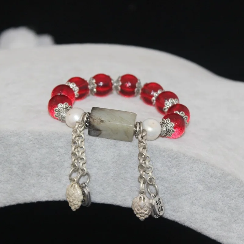imitation-qing-dynasty-antique-red-round-bead-bracelet-old-glass-beads-from-ju-ma-river