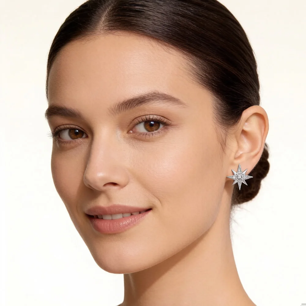 Kolczyki sztyfty Magic Star Europe Style Fine Jewelry dla kobiet Vintage Ręcznie wykonany prezent ze srebra próby 925 — zdjęcie 5