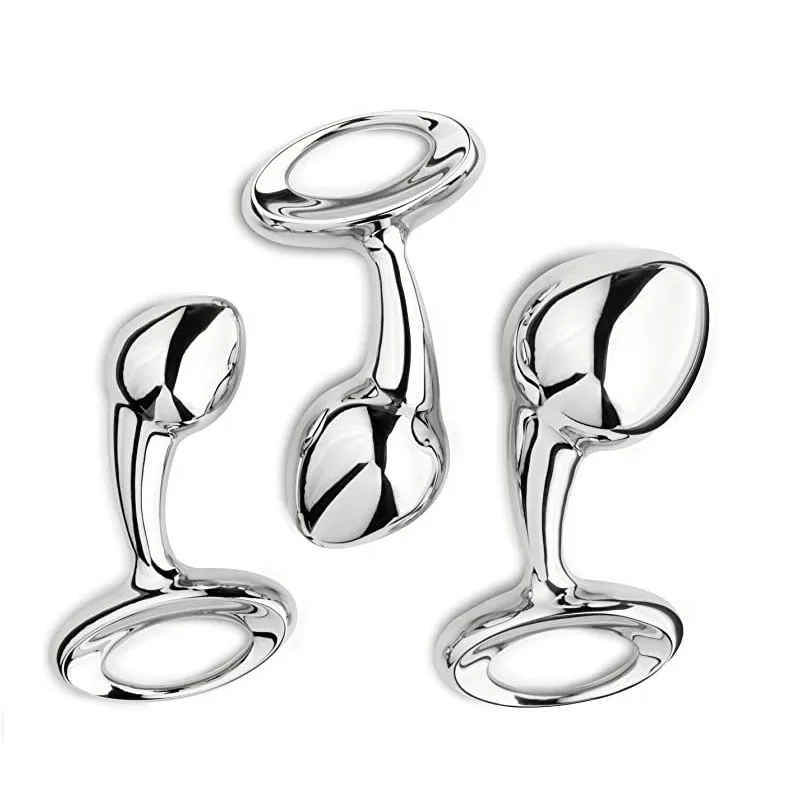 Heavy Stainless Steel Anal Ball Butt Plug Set Small Large Metal Anal Beads Butt Plug Pull Ring Insert Ass Vaginal Sex Toy dildo