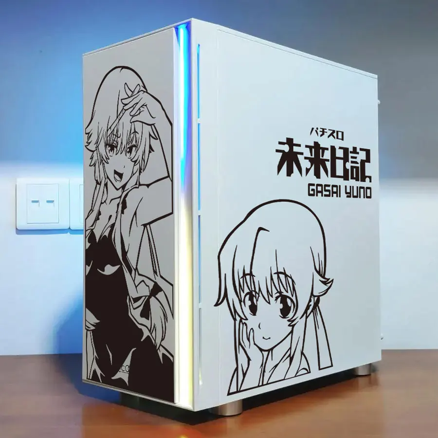 Future Diary Anime Stickers for Atx PC Case,Cartoon Decor Vinyl Decals for Gaming Computer Chassis