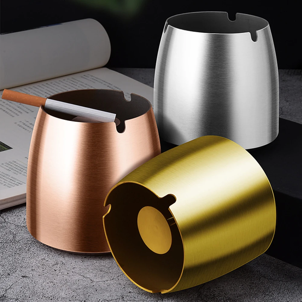 Ashtray with Lid Smokeless Odorless Windproof Ashtrays Stainless Steel Tabletop Ash Tray for Home Office and Indoor