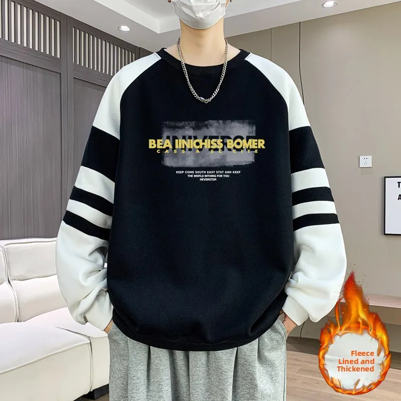 

Cool Fce Lined Thiened Autumn Winter Hoodie for Teens And Students Casual Warm Sli Loose Fit Korean Sle Outerwear