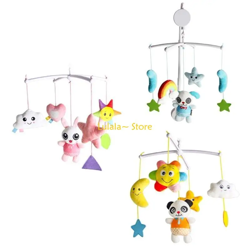 Y4QA Baby Crib Mobile Rattle Music Rotating Bed Wind up Musical Box Infant Cot Toy Decoration for Newborn Boys Girls Gifts