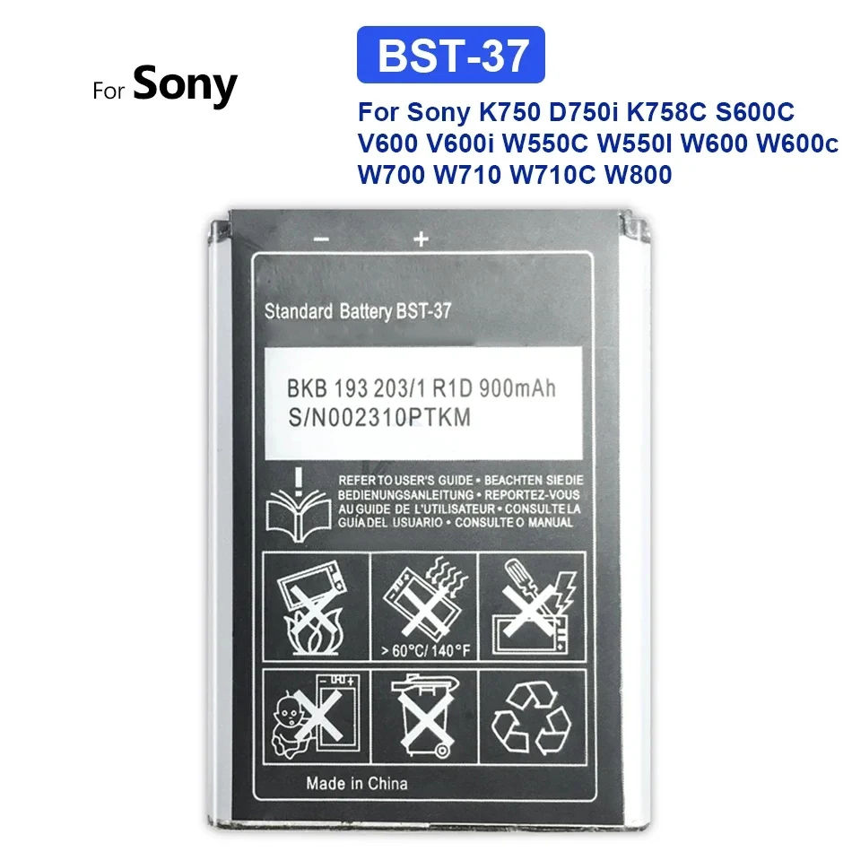 BST-37 Mobile Battery For Sony Ericsson K750 D750i K758C S600C V600 V600i W550C W550I W600 W600c W700 W710 W710C W800 BST 37