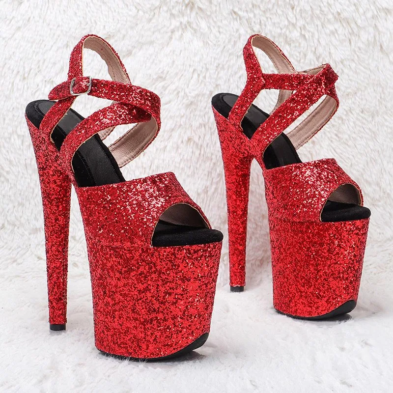 Women New 20CM/8inches Glitter Upper Sexy Exotic High Heel Platform Party Sandals Pole Dance Shoes Model Shows Sandals 167