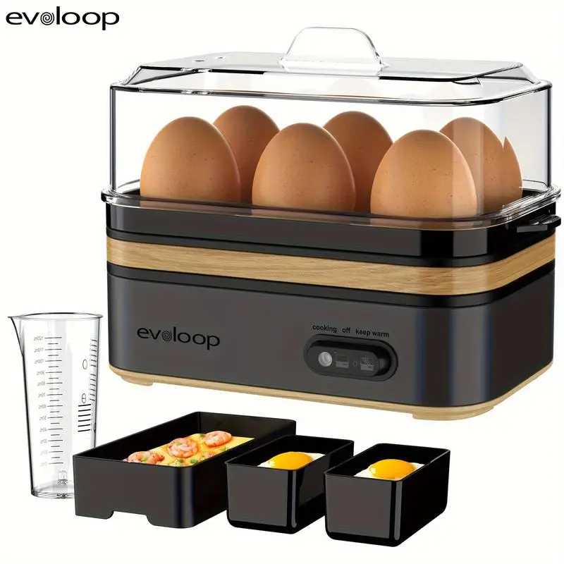 

EVOLOOP Rapid Egg Cooker 6 Egg Capacity BPA free Electric Egg Cooker for Hard Boiled Eggs,Poached Eggs,Scrambled Eggs,or Omelets
