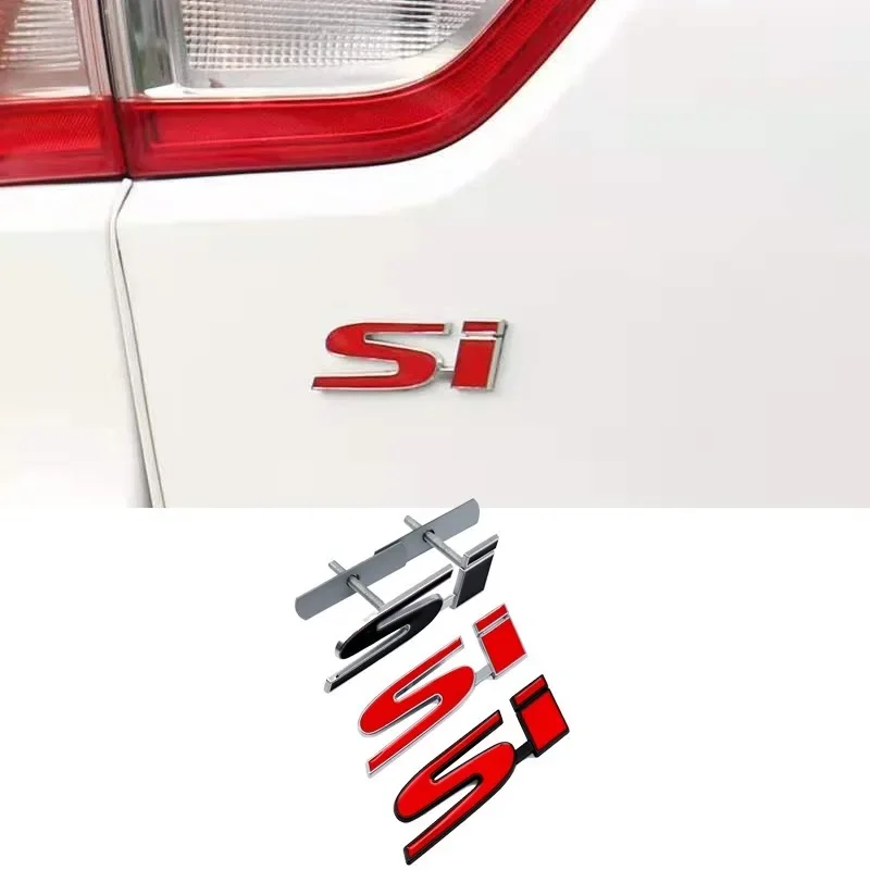 3D Metal SI Letters Car Front Grille Emblem Rear Trunk Badge Sticker for Honda Civic Accord Inspire SI Accessories