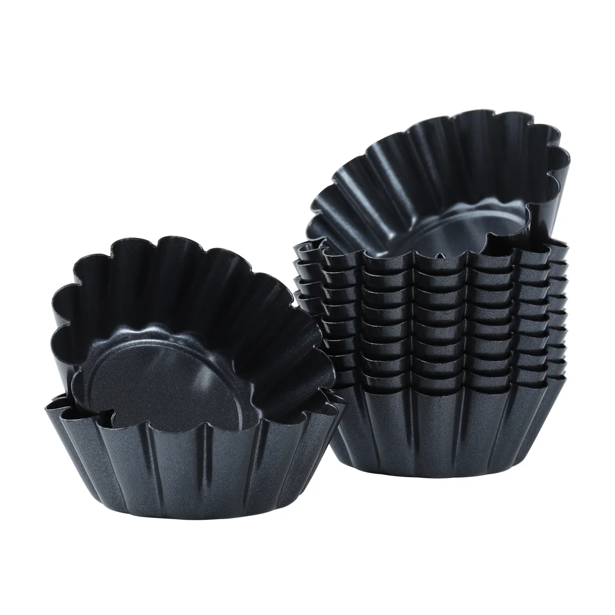 

BESTONZON 12pcs Carbon Steel Mini Tart Pans Flower Reusable Cupcake Muffin Baking Cup Mold Carbon Steel Tart Pans