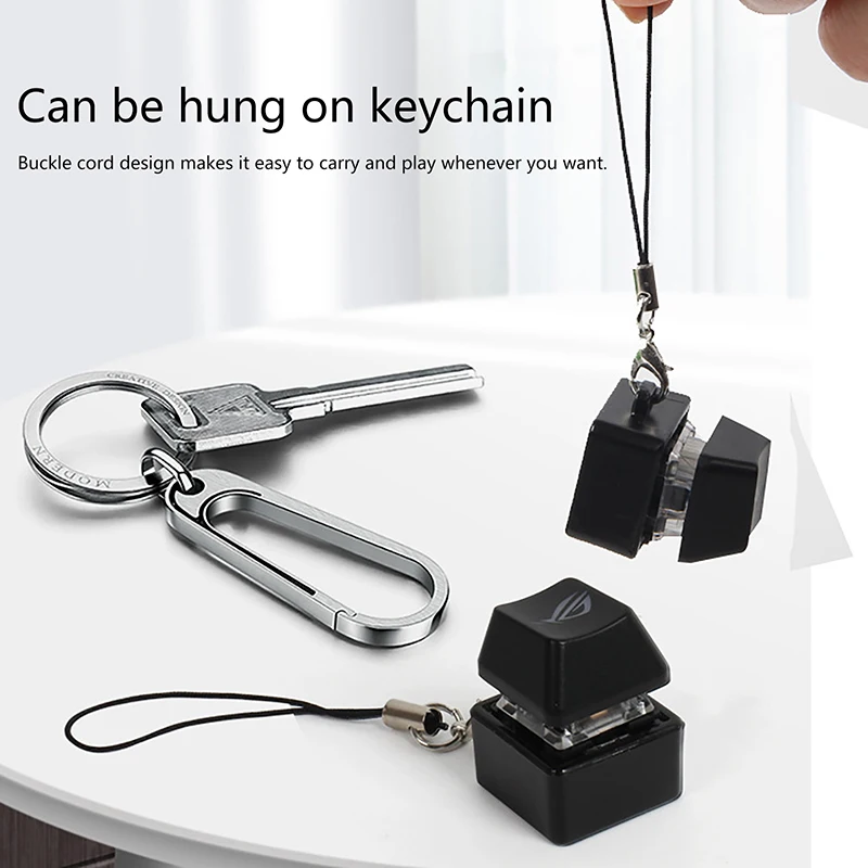 Merit +1 Decompression Keychain Necklace LED Lamp Fingertip Button Mechanical Keyboard Key Cap Pendant Toy