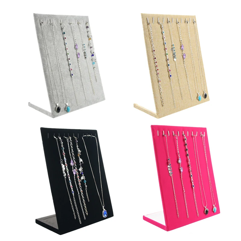 L Type Velvet/linen Necklace Pendant Organizer Holder jewelry Storage Board Display Board Nacklace Storage Display Stand