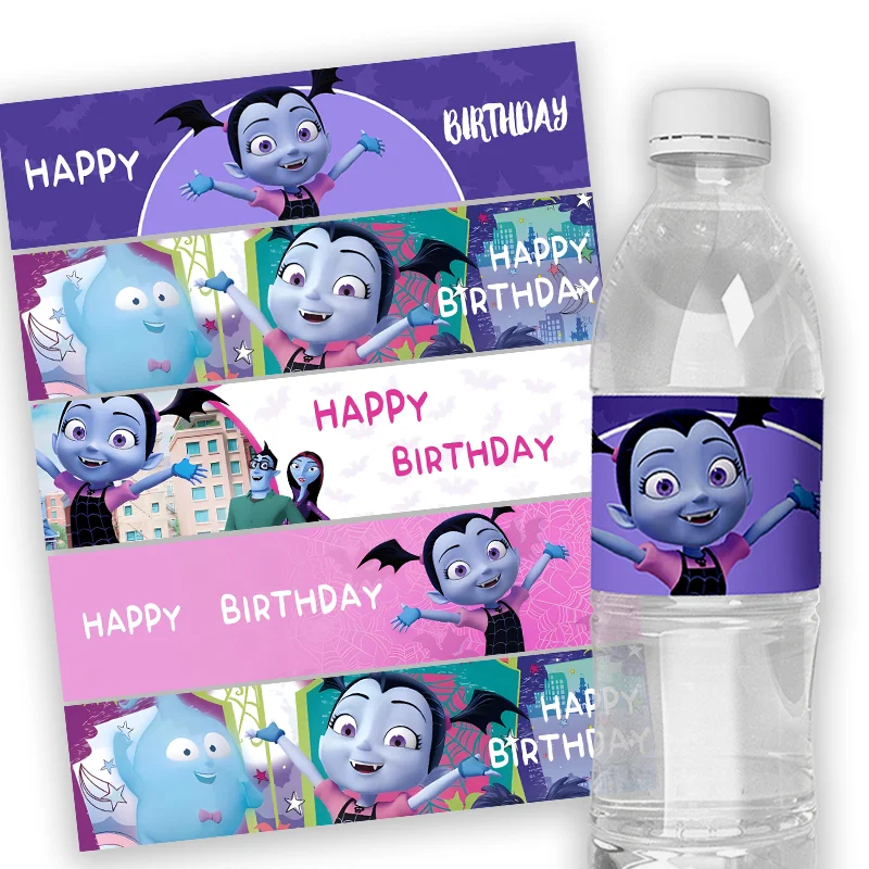 24pcs Personalized Disney's Vampirina Birthday Anniversary Party Custom Water Bottle Labels Stickers Baby Shower Decor Supplies