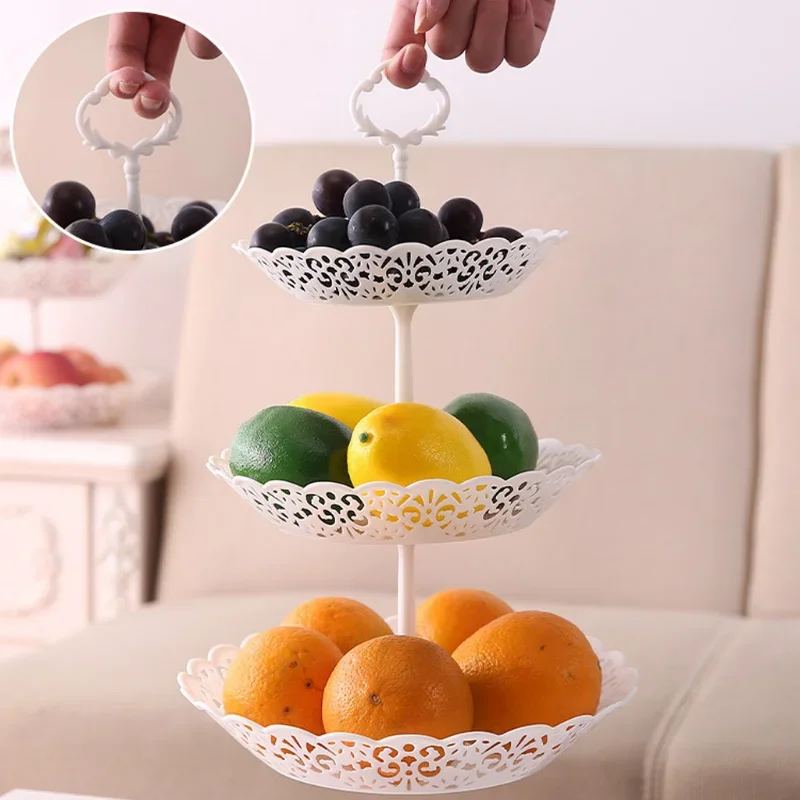 3-Tier Cupcake Stand Cake Storage Dessert Wedding Event Party Display Tower Plate Round Fruit Plate Stand Tray Rangement Cuisine