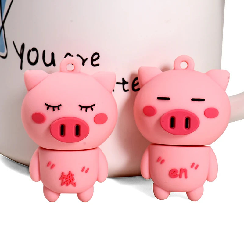 USB 3.0 64GB Flash Drive Babi Merah Muda Lucu Flashdisk 4GB 8GB 16GB 32GB U Disk Hadiah Gadget Siswa Kreatif Stik Memori