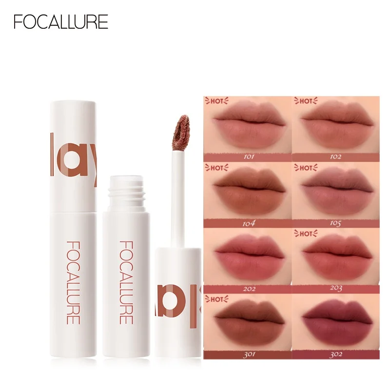 FOCALLURE Lipclay Velvet Liquid Lipstick Waterproof Matte Lipgloss Makeup Lip Color Batom Long Lasting Sexy Red Pink Lipsticks