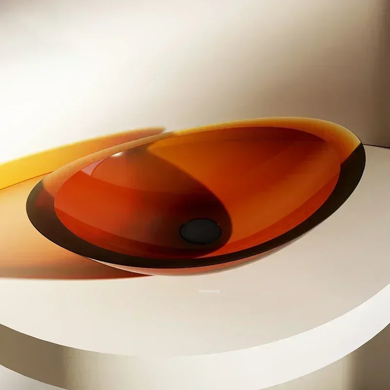 Nordic Bunte Waschbecken Designer Transparent Harz Badezimmer Waschbecken Runde Küche Waschbecken Dekoration Badezimmer Hand Waschbecken