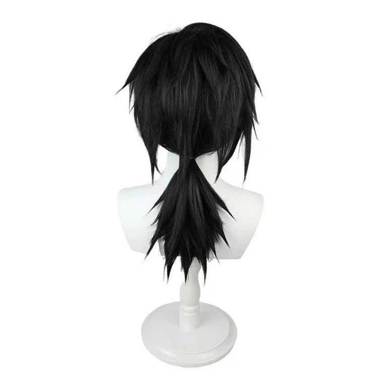 - Kikitsu, El estilo de respiración de serpiente, Cosplay de cabello corto, Estilo de cabello en capas negras, Red con estampado de rosas