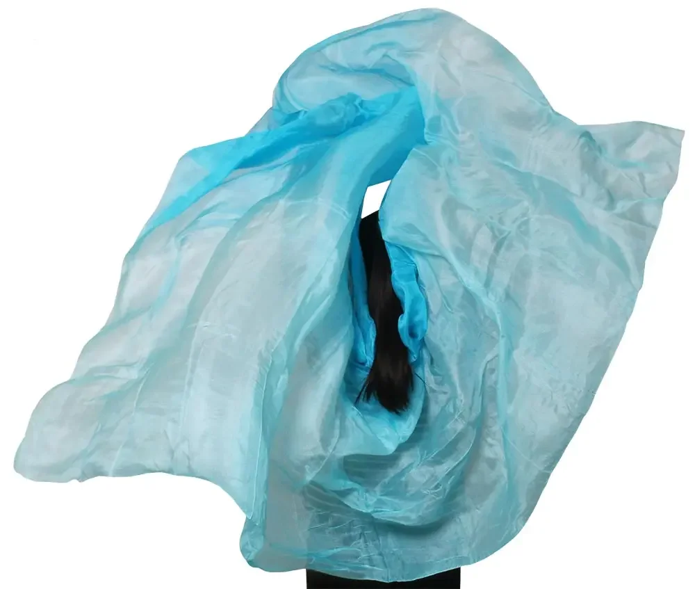 100% الحرير الرقص الأداء بلون ضوء الملمس الحجاب شالات الرقص الشرقي اكسسوارات الحجاب النساء طفل وشاح حريري 250 سنتيمتر x 114 سنتيمتر #5