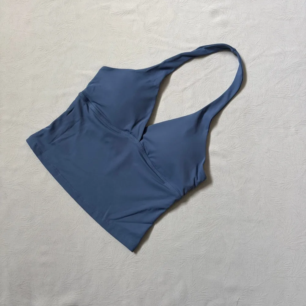 Logo V-neck Hanging Neck Vest with Chest Mat Yoga Clothes Running Sports Fitness Yoga Sexy Vest for Women view 3