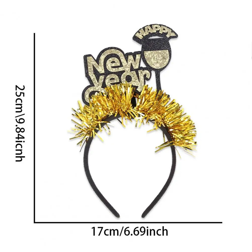 Opaska na głowę na Nowy Rok 2026 z numerem, czarno-złotym wzorem z cekinami, dekorowana wstążką, rekwizyt symbolizujący jedność drużyny, Główna Lenta