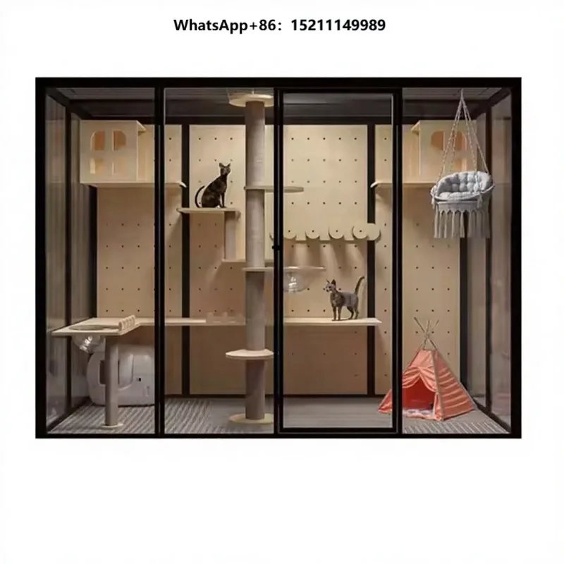 Modern Transparent Luxury Cats House Aluminum Construction Cat Villa Indoor Outdoor Pet Cages Ventilated Pets House