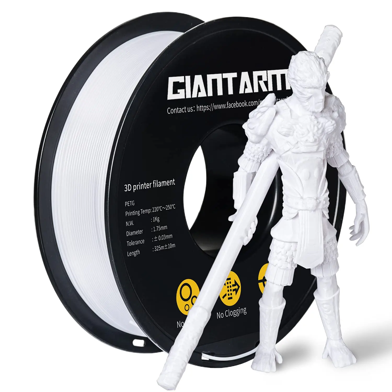 GIANTARM PETG Filament 1,75mm 1kg 2,2lbs ±0,03mm Verhedderungsfrei Verstopfungsfrei Hochglänzend Zäh Mehrfarbig 3D-Drucker Filament Vacu – Detail 1