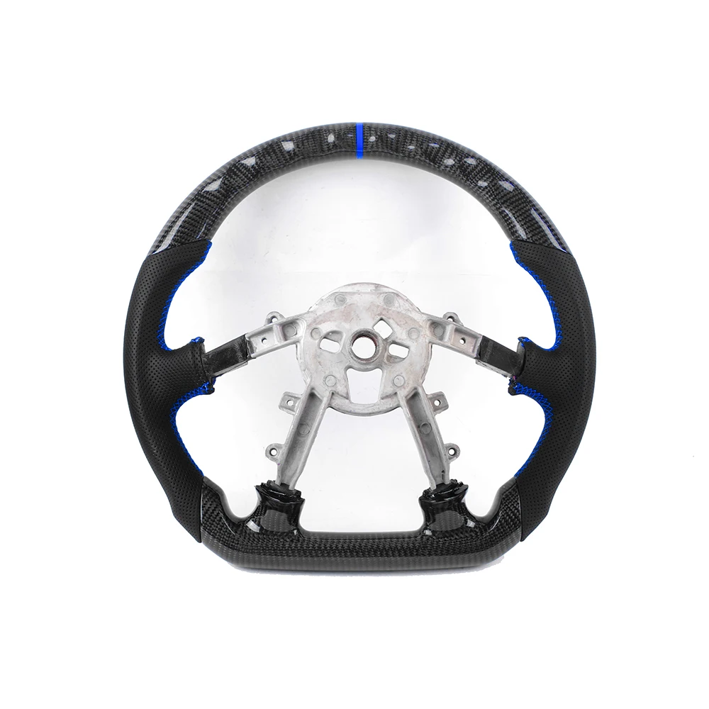 Flat bottom D-type Carbon Fiber Steering Wheel For Chevrolet Corvette C5 Perforated Anti-slip Leather Red Line Replacement