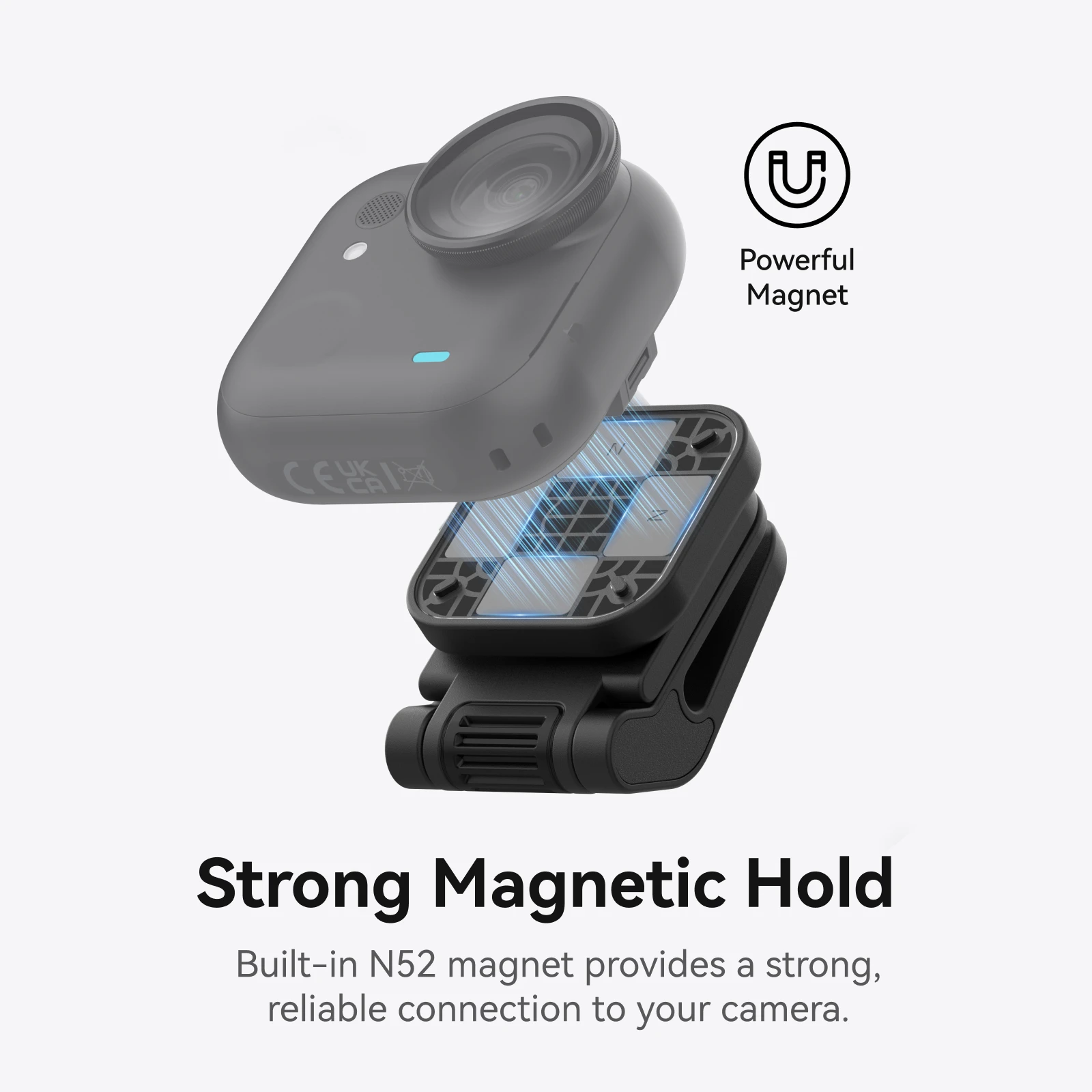 TELESIN Magnetic Cap Clip Mount for Insta360 Go Ultra N52 Strong Magnet Hat Clip Backpack Strap Mount 360° Rotation