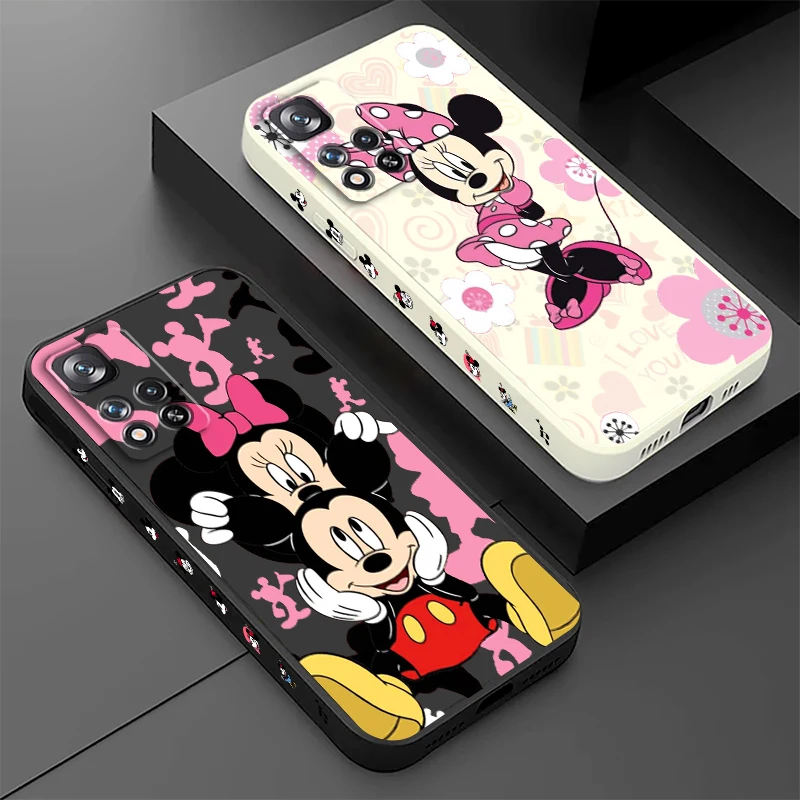 Mickey Baby Mouse Pink Liquid Left Rope Phone Case For Xiaomi Redmi Note 12 10 11 9 8 Pro Plus 11S 11T 10S 9T 4G 5G Cover image 2