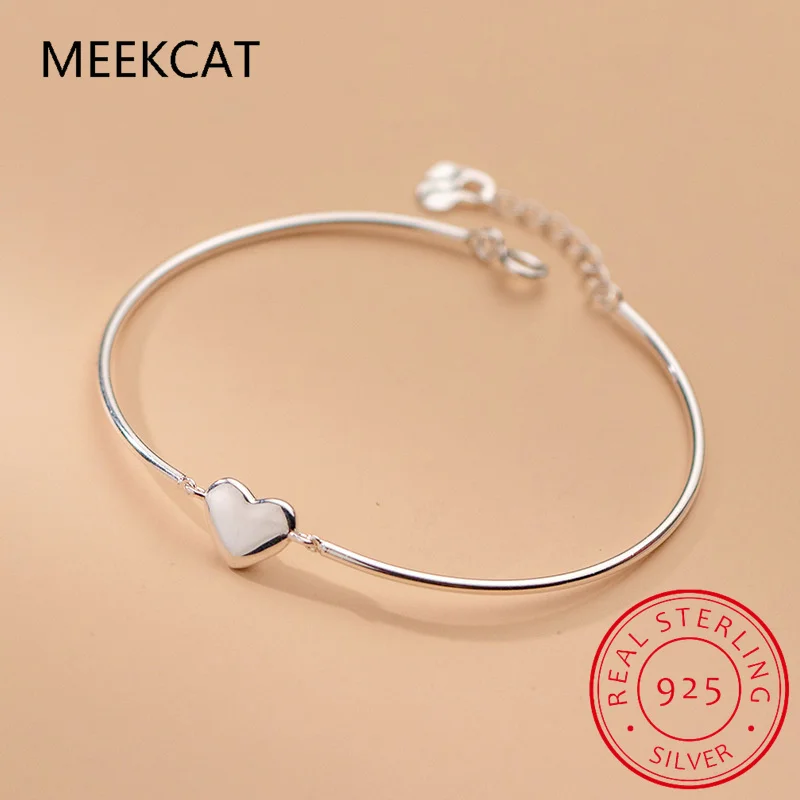 Luxury 925 Sterling Silver Fashion Romantic Heart Bend Bracelet For Women Wedding Valentine's Day Fine Jewelry DA2319