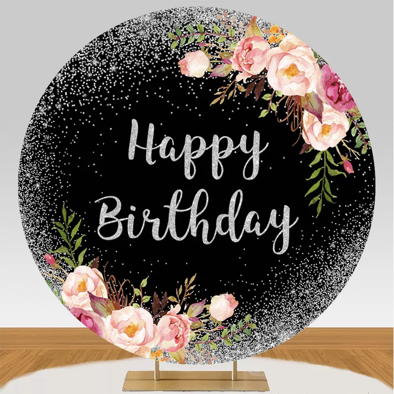 Mocsicka Photography Backdrops Happy Birthday Party Floral Glitter Backgrounds Boys Girls Portraits Cake Smash Customisable