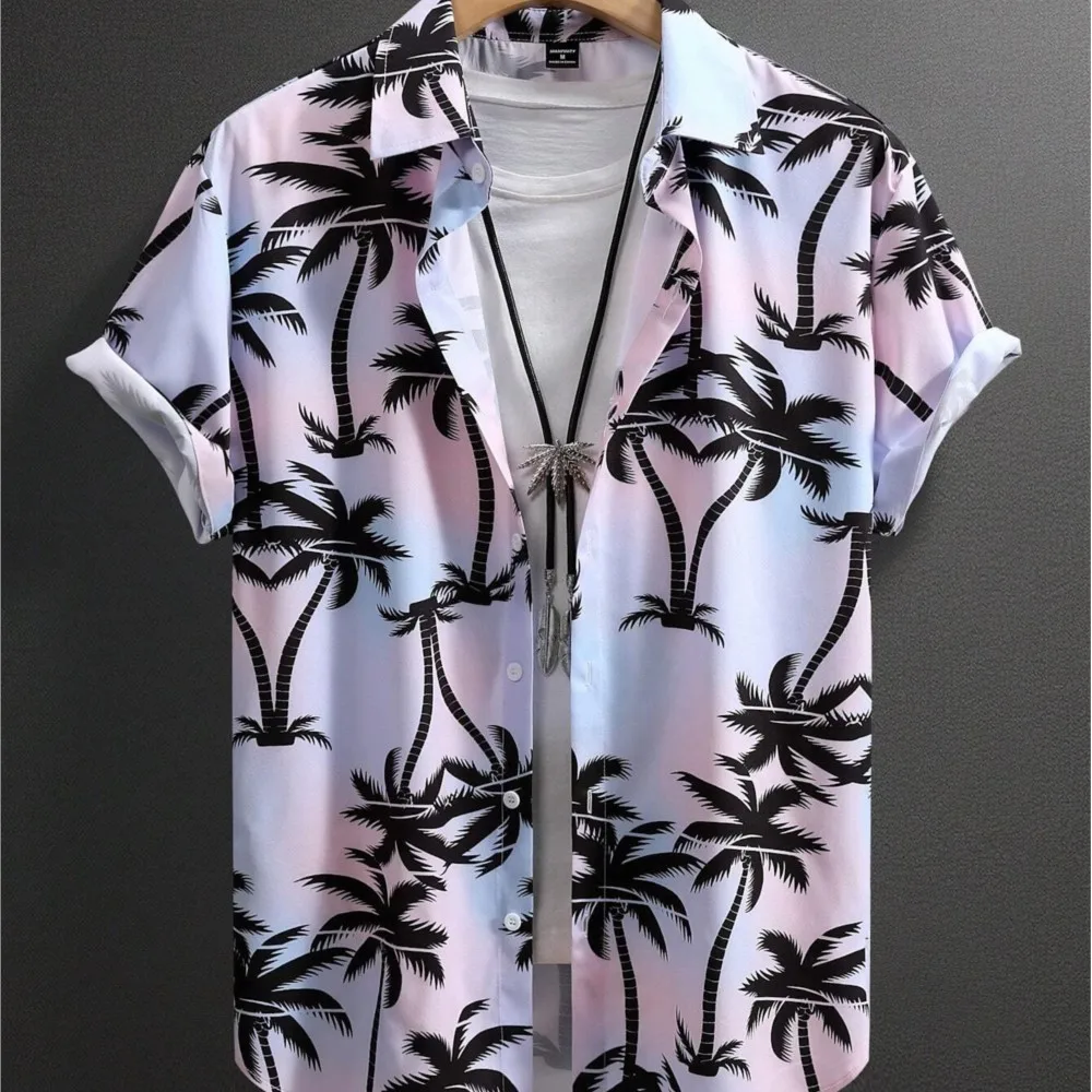 Menswear Clothing Printed Short Sleeves Men's Shirts All-match Shirt Casual Tops Color Colorful Simple Style Loose Fashion Beach