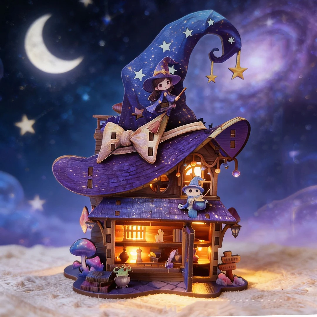 Wonderland Magic House DIY Handmade Building Block Puzzle Cabin Three-Dimensional Assembled House Model Fashion Ornament Gift