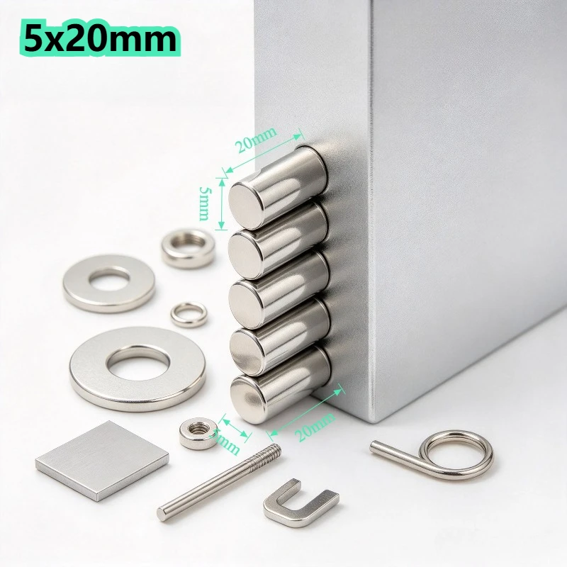 5x20mm N35 NdFeB Round Disc Neodymium Permanent Magnets Bulk for Industrial Fixing & Model Handmade DIY 5*20mm