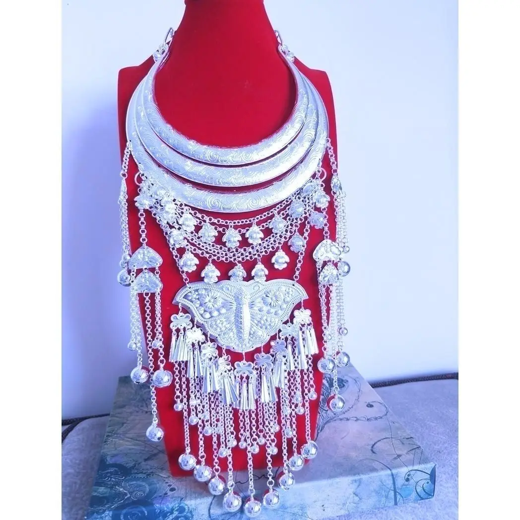 

Miao collar neck chain alloy material silver plated