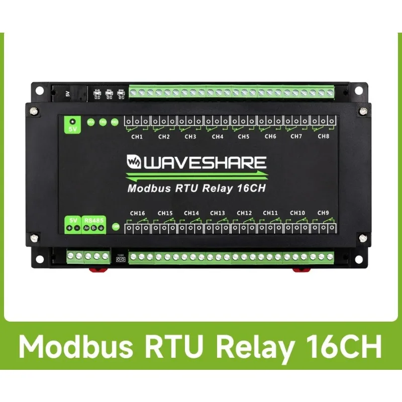 Waveshare Modbus RTU 16-Ch Relay Module, RS485 Interface, With Multiple Isolation Protection Circuits