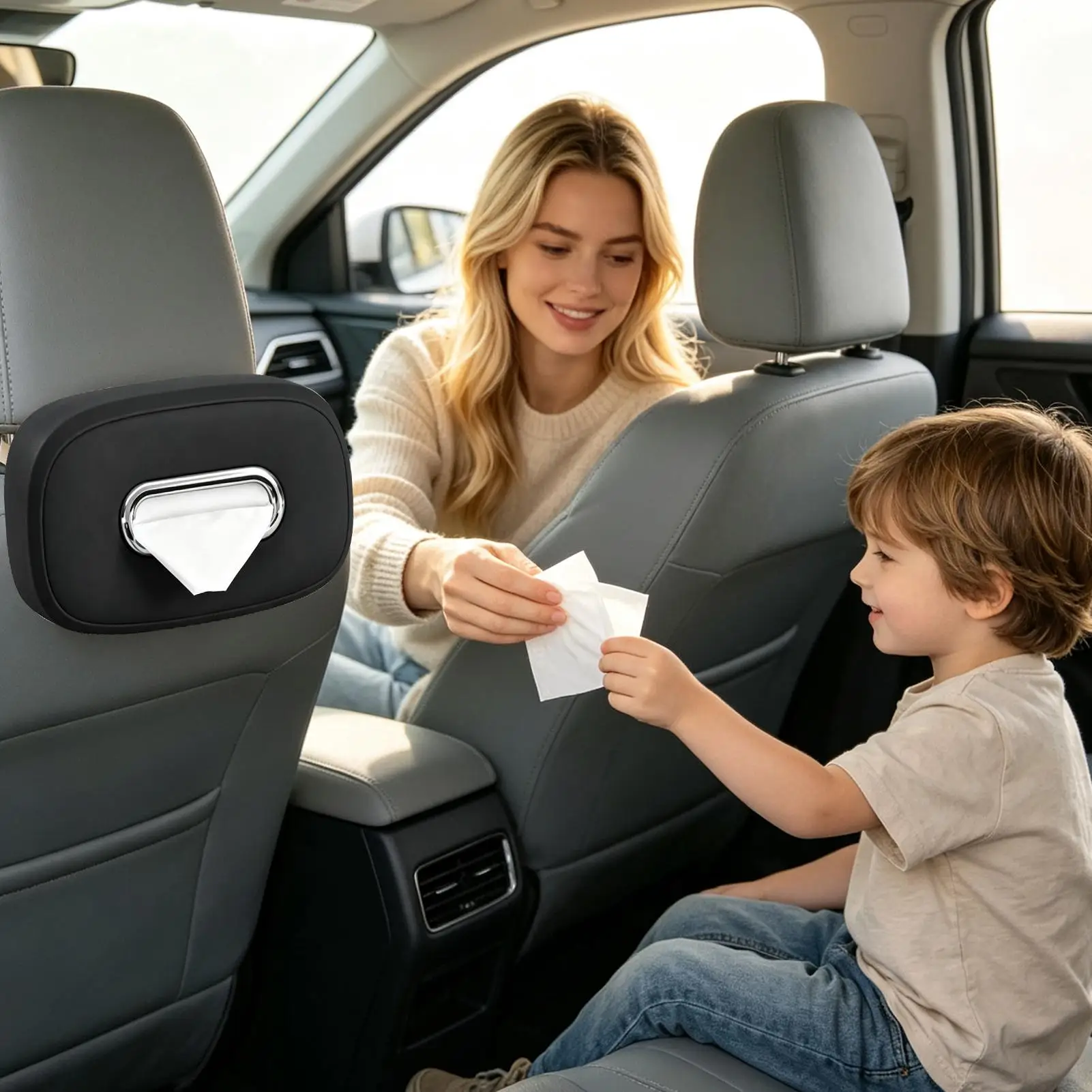 Tissue Box For Car Soft Silicone Washable Headrest Container Tissue Holder Car Accessories For Truck SUV MPV RV Sedan Sun Visor