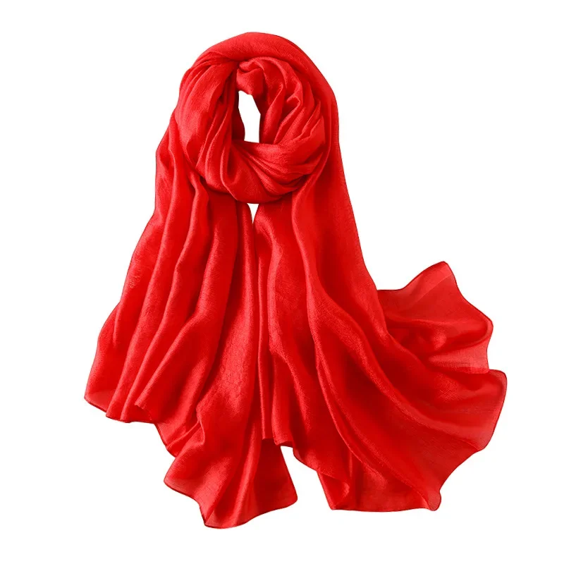 2023 Luxury Brand Women Fashion Scarf Plain Solid Silk Linen Shawls Scarves Summer Lady Bandanas Pashmina Foulard Hijab 180*90Cm