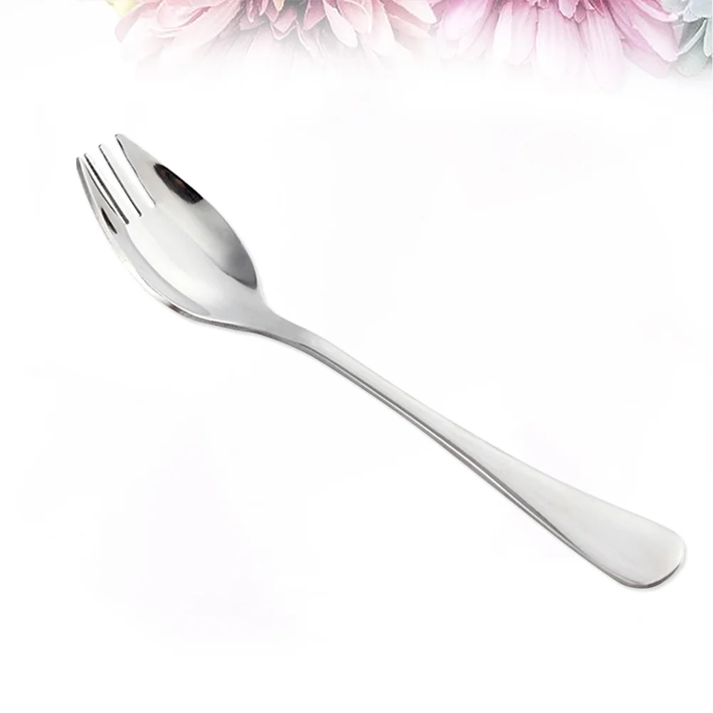 Dessert Spoon Picnic Sporks Metal Portable Cutlery Instant Noodle Salad Stainless Steel