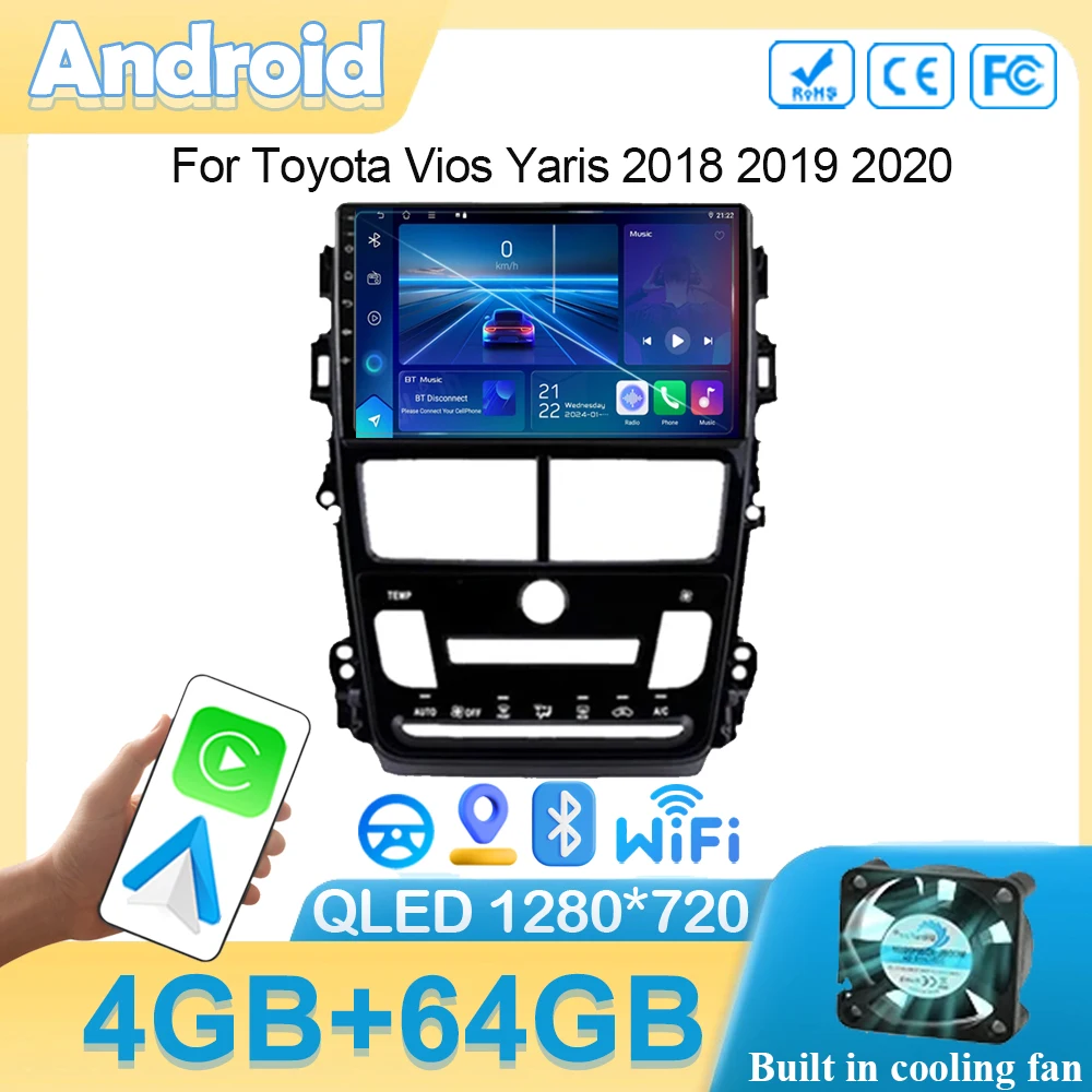 

Android 14 Car Radio For Toyota Vios Yaris 2018 2019 2020 Navigation GPS Head Unit Stereo Multimedia Wireless Carplay Auto Video