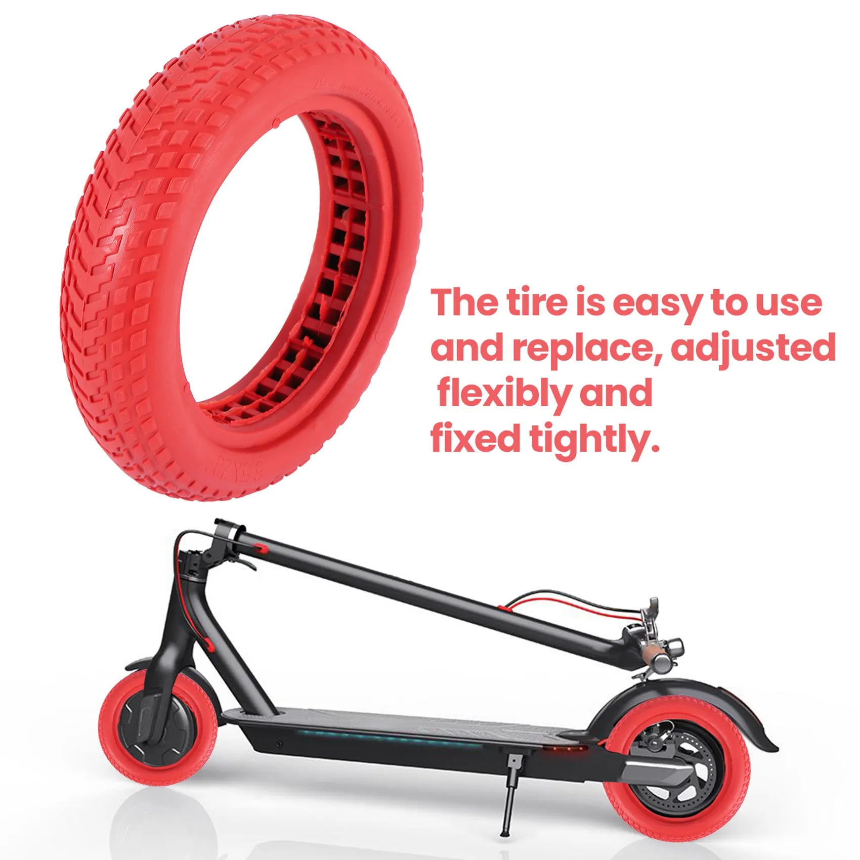 8.5 Inch Electric Scooter Rubber Solid Tire Damping Tyre for M365 1S Pro, Red