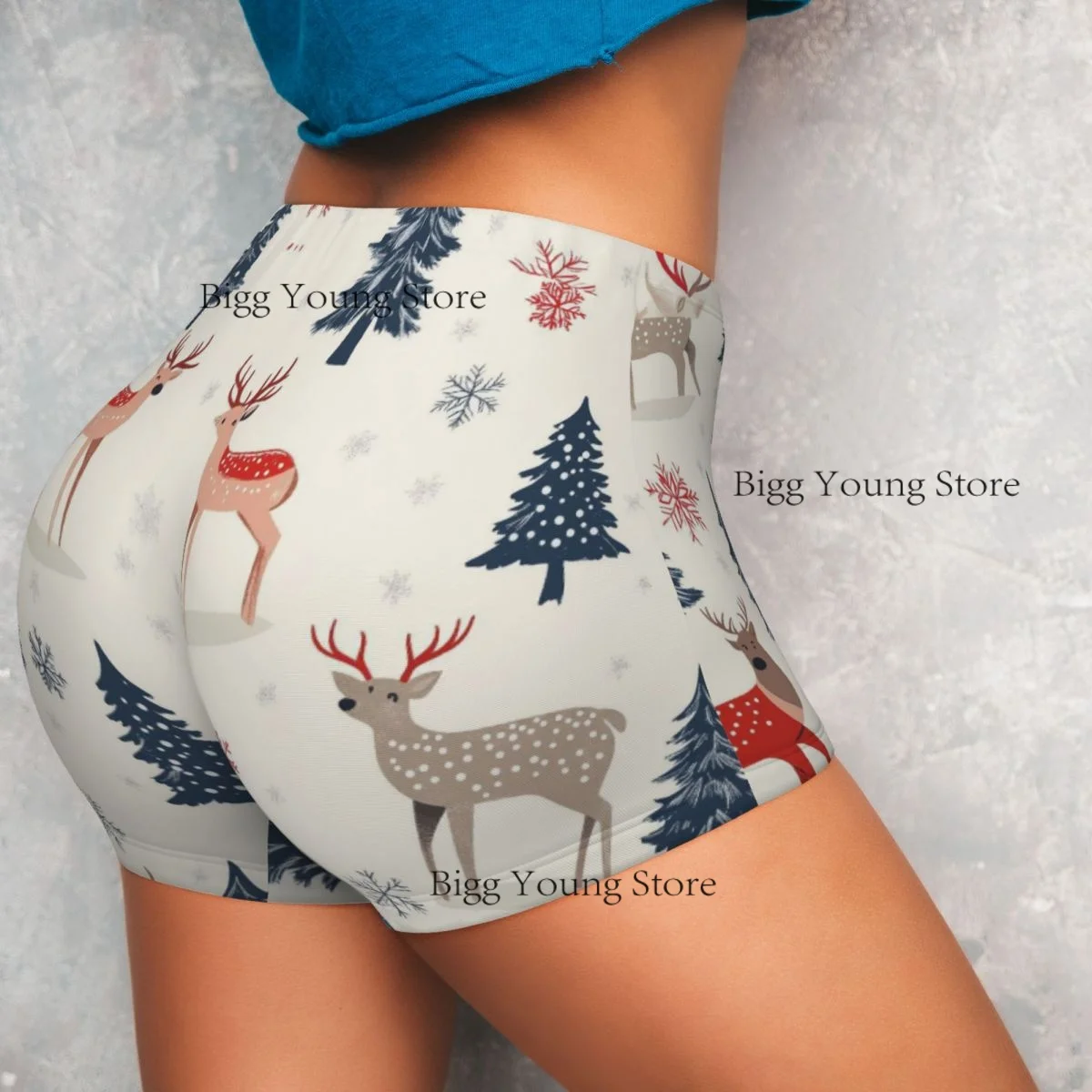 Women Yoga Shorts Deer Snowflakes Workout Shorts Fitness quick-dry Ladies Yoga Gym Running Booty Shorts Pants Sportswear